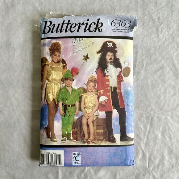 Butterick Halloween Costume Pattern Peter Pan Captain Hook Tinkerbell Sz 4-14 - Picture 1 of 2